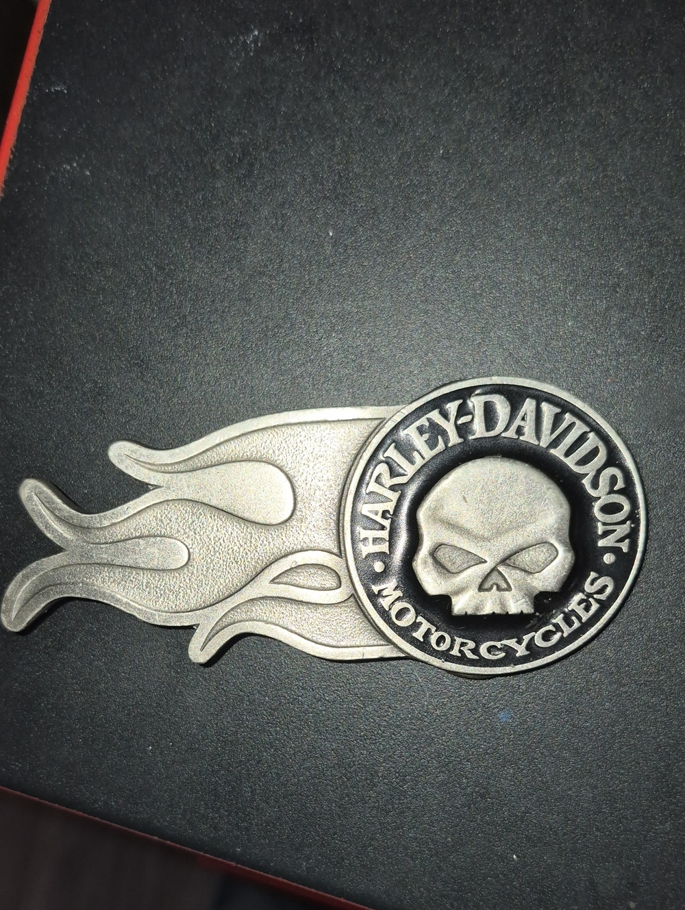 Harley-Davidson Silver Skull Flame Belt Buckle